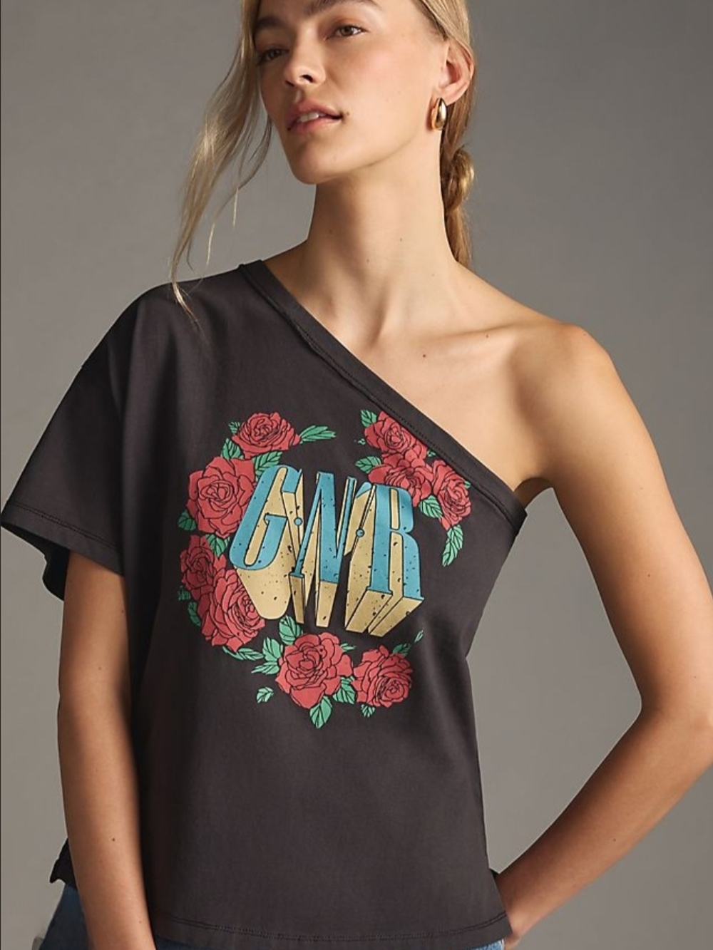 Pilcro One-Shoulder Tee Guns N Roses